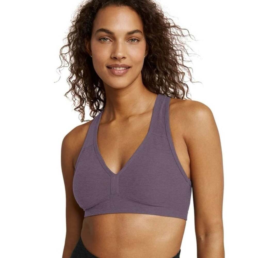 Beyond Yoga Size L Spacedye Lift Your Spirits Sports Bra Aubergine Purple